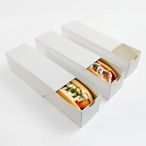 [PW] 핫도그 슬라이드 종이 케이스 무지 500세트 일회용 소세지빵 포장 배달