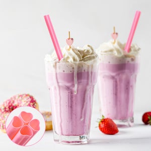 12x250mm 핑크 하트 버블티 개별포장 스트로우 1박스 3000개/스무디빨대/버블티용