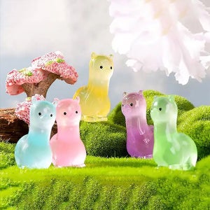 숲의정령 야광 라마 피규어 테라리움 장식 미니어쳐 화분 꾸미기 그린형광