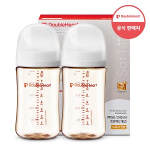 더블하트 모유실감 3세대 PPSU 베이직 트윈팩 240ml 제뉴인화이트 (젖꼭지미포함)