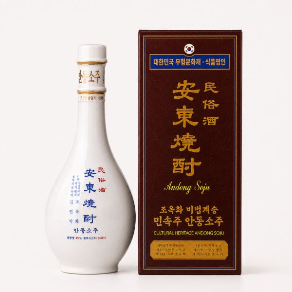 [고급 보자기 증정] 조옥화 김연박 명인 안동소주45도 대용량 800ml 호리병 (케이스 쇼핑백 포함)