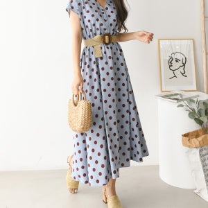 여자여자몰 복고풍 보브 도트원피스 허리벨트 여름롱원피스 휴양지