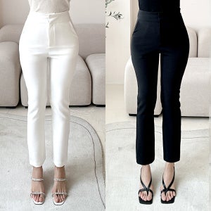 슈드 하이 일자 슬랙스 2color 하이웨스트 포켓 슬림 스키니 세미 미니멀 데일리룩