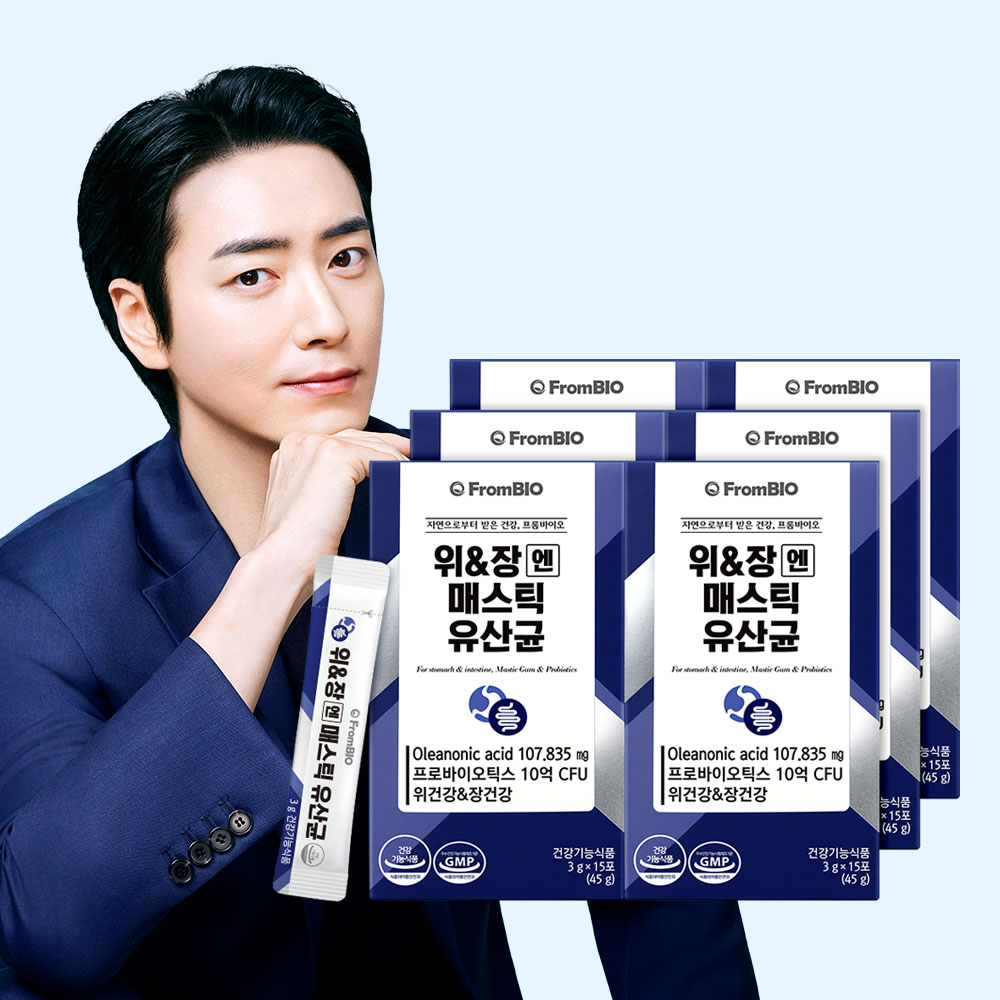 프롬바이오 위&amp;장엔 매스틱 유산균 3개월 15포x6박스 프리 프로바이오틱스 위앤장 포자유산균