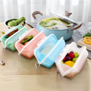 친환경 실리콘 팩 다회용 이유식 육수 푸드 저장 스탠딩 지퍼 팩