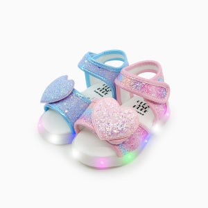 베이비솔 썸머클로이하트 LED 샌들 신발 찍찍이 키즈 아동 아기 여아 유아