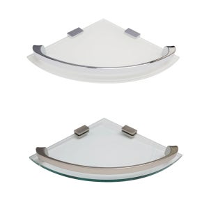 화이트 크롬 욕실 코너선반 강화유리 화장실 수납 선반