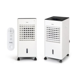 Inoq 시원한 더블냉각 에어쿨러 이동식 냉풍기 65W 리모컨형/먼지제거 공기필터링/업소용 가정용냉풍기