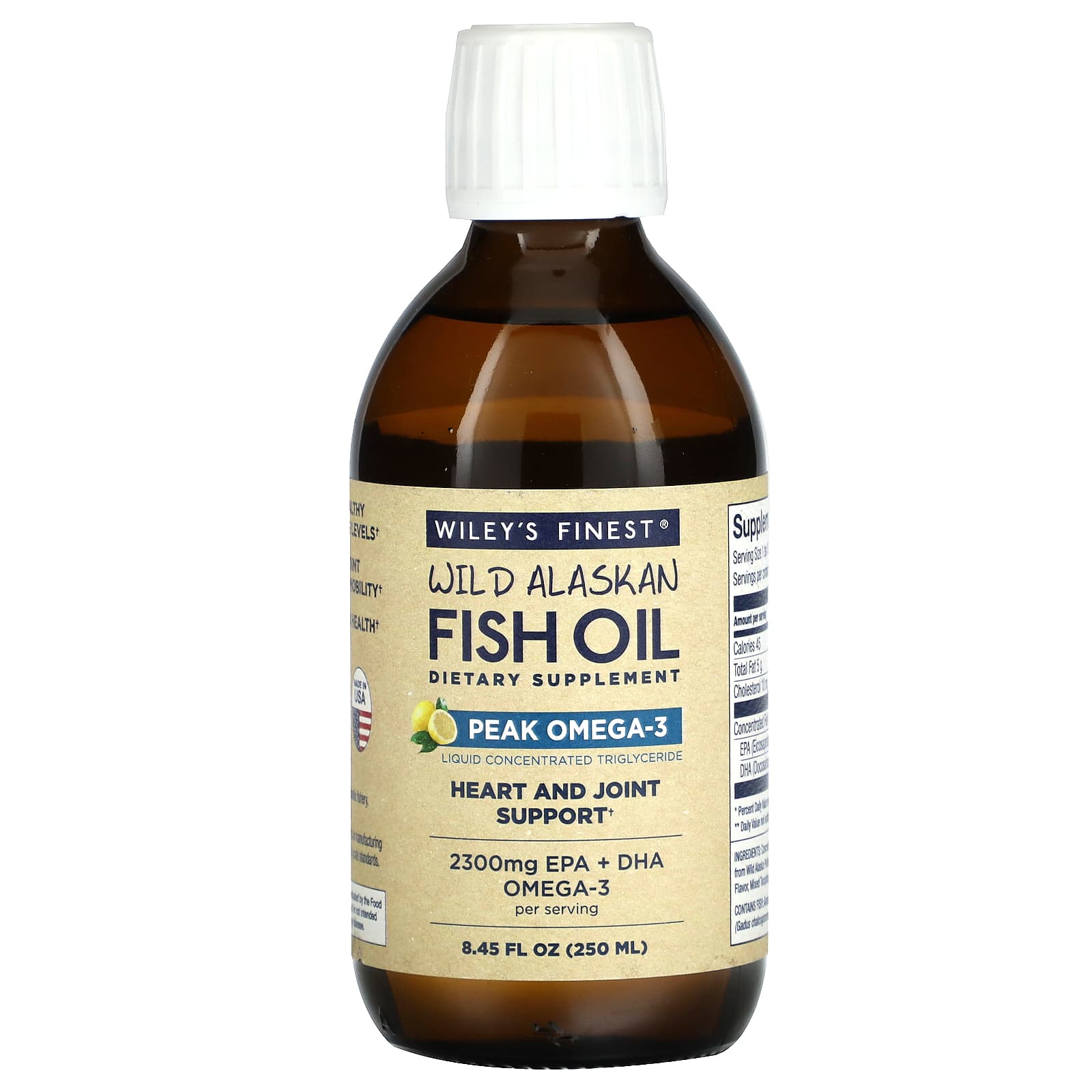 와일리파이니스트 와일드 <b>알래스칸</b> 피쉬오일 <b>오메가3</b> 내추럴 레몬 250ml