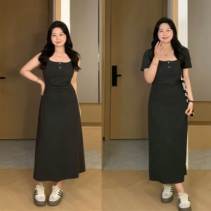 젠딘로 여름 허리 조임 슬림핏 원피스 블랙 햅번 원피스 빅사이즈 하객룩 오피스룩
