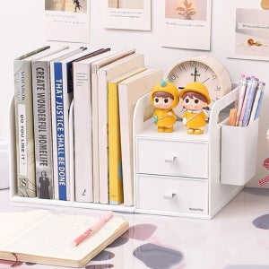 마켓플랜 심플 2단 데스크탑 다용도 정리함