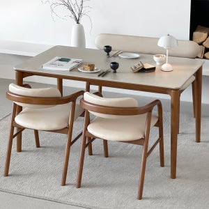 프라하 4인용 원목 포세린 세라믹 식탁세트 식탁+의자2+벤치1, 1400mm, 양면세라믹