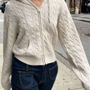 Brandymelville 아일라 케이블 니트 집업 스웨터