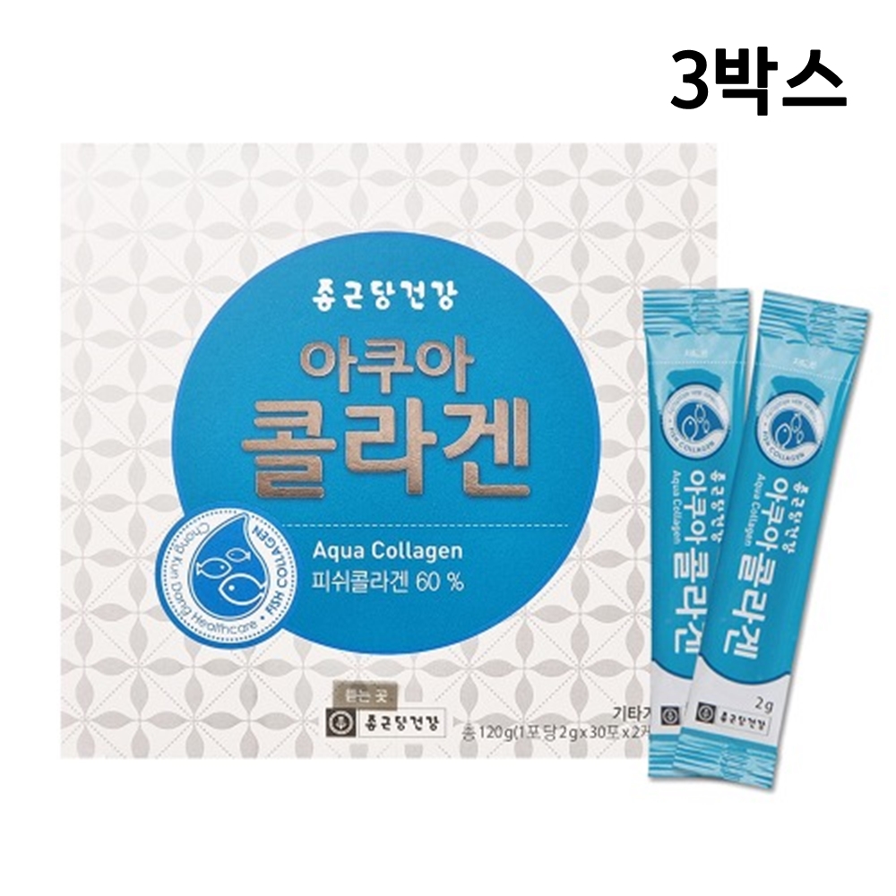 종근당건강 저분자 <b>콜라겐</b> 펩타이드 가루 <b>아쿠아콜라겐</b> 효능 3통