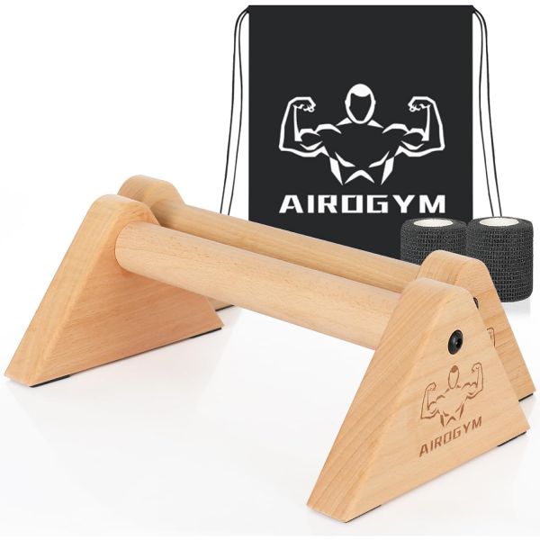 airogym 나무 팔레트 푸시업 바 가정 체육관용 너도밤나무 칼리스테닉스 장비 한 <b>안정</b> 핸드 스탠드 바닥용 핸들 랩핑 벨트 휴대용 가방 포함