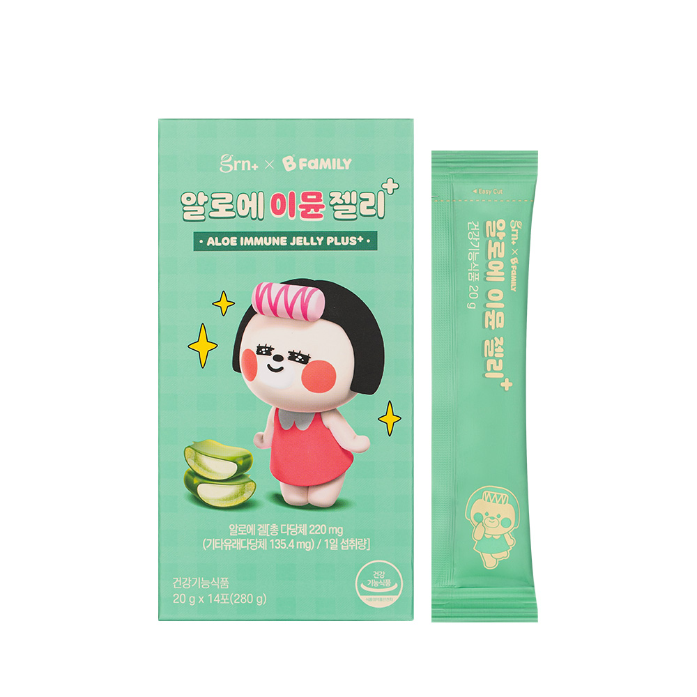 GRN 알로에 이뮨 젤리 겔 다당체 피부 장 면역력 1박스 14포, 1개