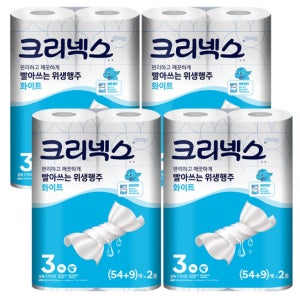 크리넥스 빨아쓰는 위생행주 화이트 (54+9)매x2롤-4팩