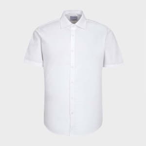 [예작] 레이온 믹스 스트레치 슬림핏 반팔셔츠 화이트 YJ4MIS441WH