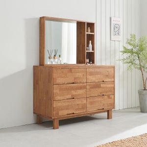 레이븐 원룸 안방 입식 거울 원목 화장대 세트 1200