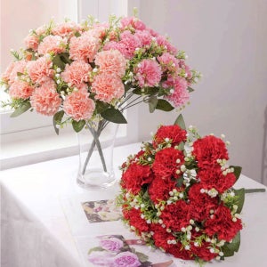 18송이 안개꽃 카네이션 부쉬 대 어버이날 장식 고급 성묘 조화 소품