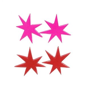 Handmade 젬 앤 더 홀로그램 스타 귀걸이 핑크 또는 레드 스테인리스 스틸 스터드 Pink