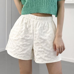 꽃무늬 반바지 엠보싱 비치웨어 바캉스룩 쇼츠 쇼트