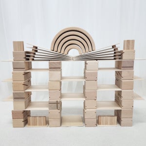 [노벨랜드] 원목 발도르프 창의력 건축 블럭/ 장난감 집짓기/ 주차장 만들기