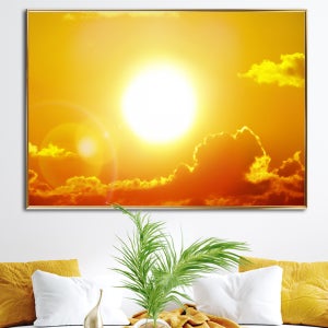 일출 태양 그림 풍경화 인테리어 금전운 성공운 캔버스 액자 황금빛 태양 가로형 A4