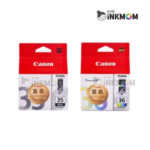 PGI-35BK (캐논 35 Black) CLI-36CL (캐논 36 Color) 검정 칼라 정품잉크 SET
