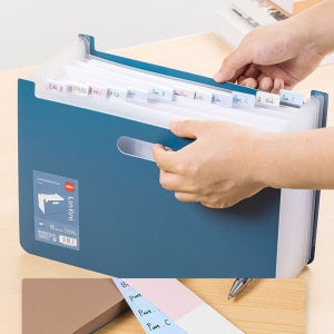 델리 아코디언 12분류 파일 A4 가로형 EF604-색상랜덤