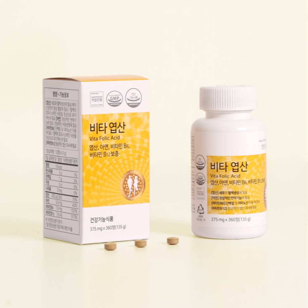 종합영양제 비타 <b>엽산</b> (아연 비타민B6 비타민 B12) 360정, 1개
