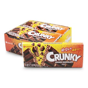 롯데 크런키 초콜릿 34g(12개입) /초코볼 초콜렛 초코 간식 학교 사무실 학생 어린이집 군것질 당충전