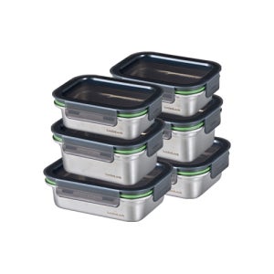 [N단독구성]락앤락 스텐 스테커블 밀폐용기 반찬통 3개+3개 세트(400mlx2+500mlx2+600mlx2)