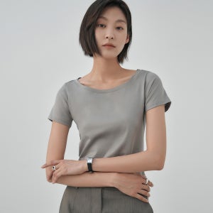 W_스쿱넥 슬림핏 반소매 티셔츠 (155gsm) LJT1885