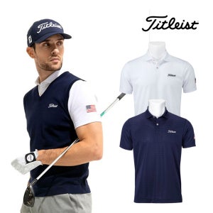 타이틀리스트 남성 별 줄무늬 자카드 폴로 셔츠 TSMC2217