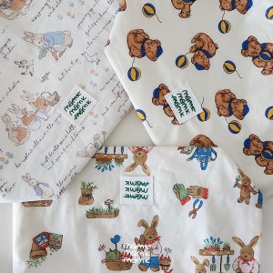 맹고마켓 스트링파우치 - 모여라 동물친구들(M/L) 도시락 화장품파우치 보부상