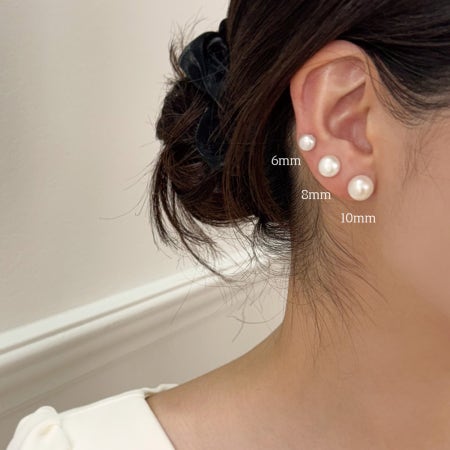 함초롬 AAAA급 리얼 담수진주 6mm 8mm 10mm 혼주 자석 귀찌 귀걸이