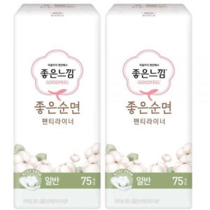 좋은느낌 좋은순면 라이너 일반 75매X2팩/팬티라이너