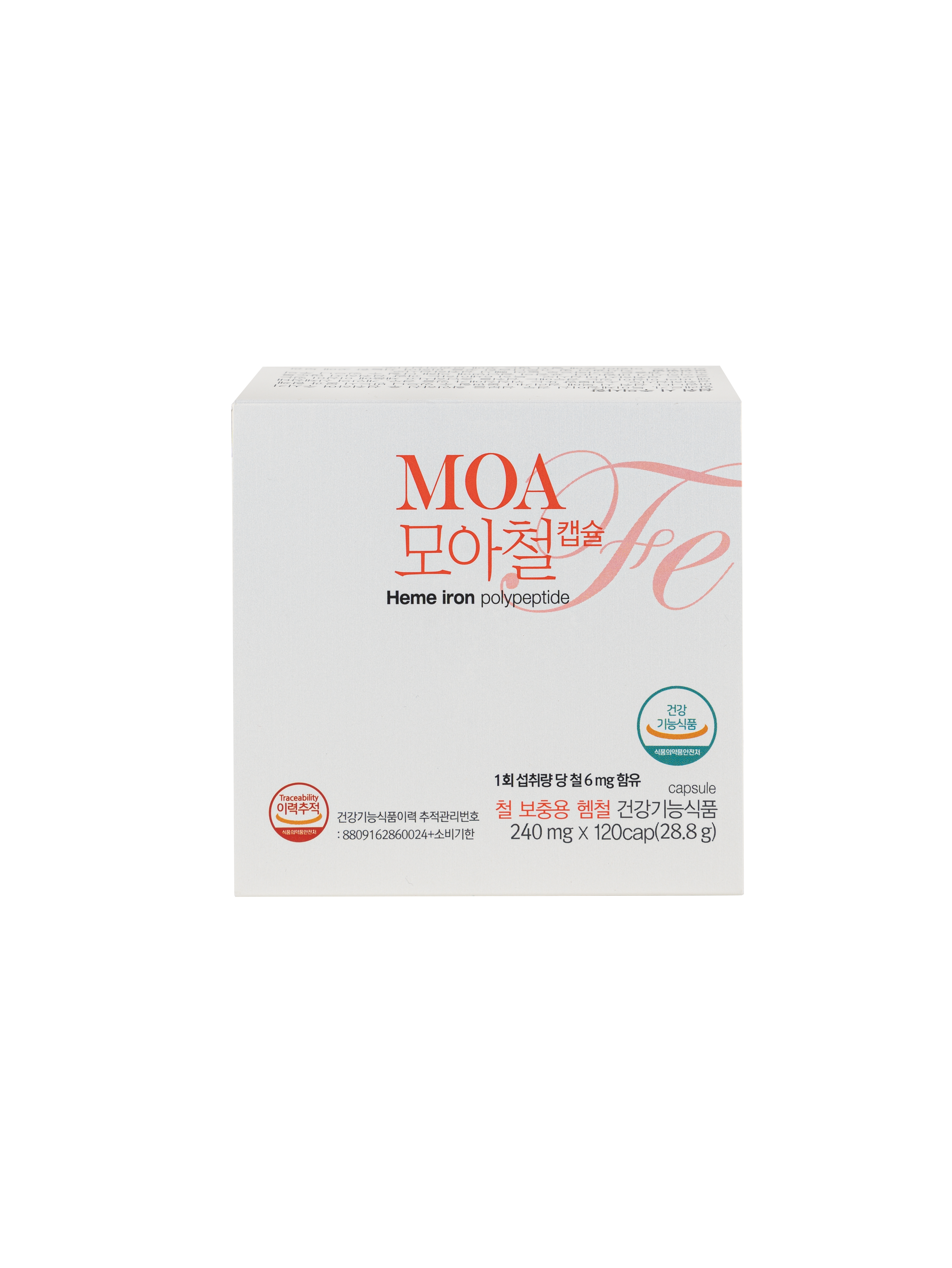 모아철 캡슐 240 mg x 120 cap 가용성 헴철 부작용 없는 안전한 철분제