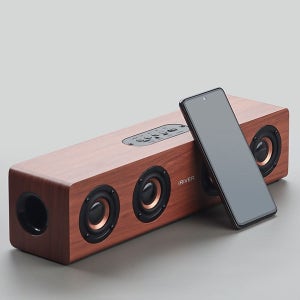 클래식 엔틱 우드 미니 블루투스 사운드바 스피커