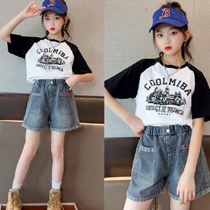 초등학생 여름옷 주니어 상하복 여아 청반바지 초등여아