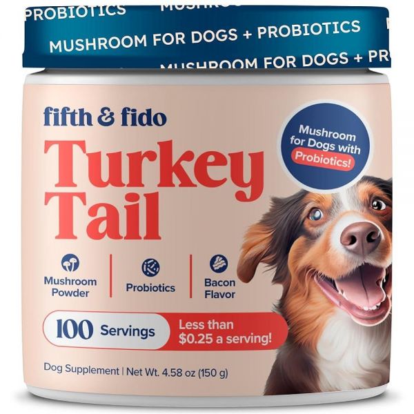 <b>Turkey Tail</b> Mushroom for Dogs - Powder Guards Against Lumps &amp; Bumps Dog Supplement Supports Gut Heal