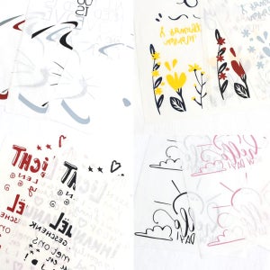 1개 종이전사지 의류 스티커 리폼스티커 12종