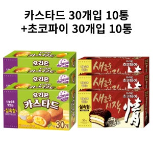 오리온 카스타드 690g 30개입 10통+초코파이 1,170g 30개입 10통