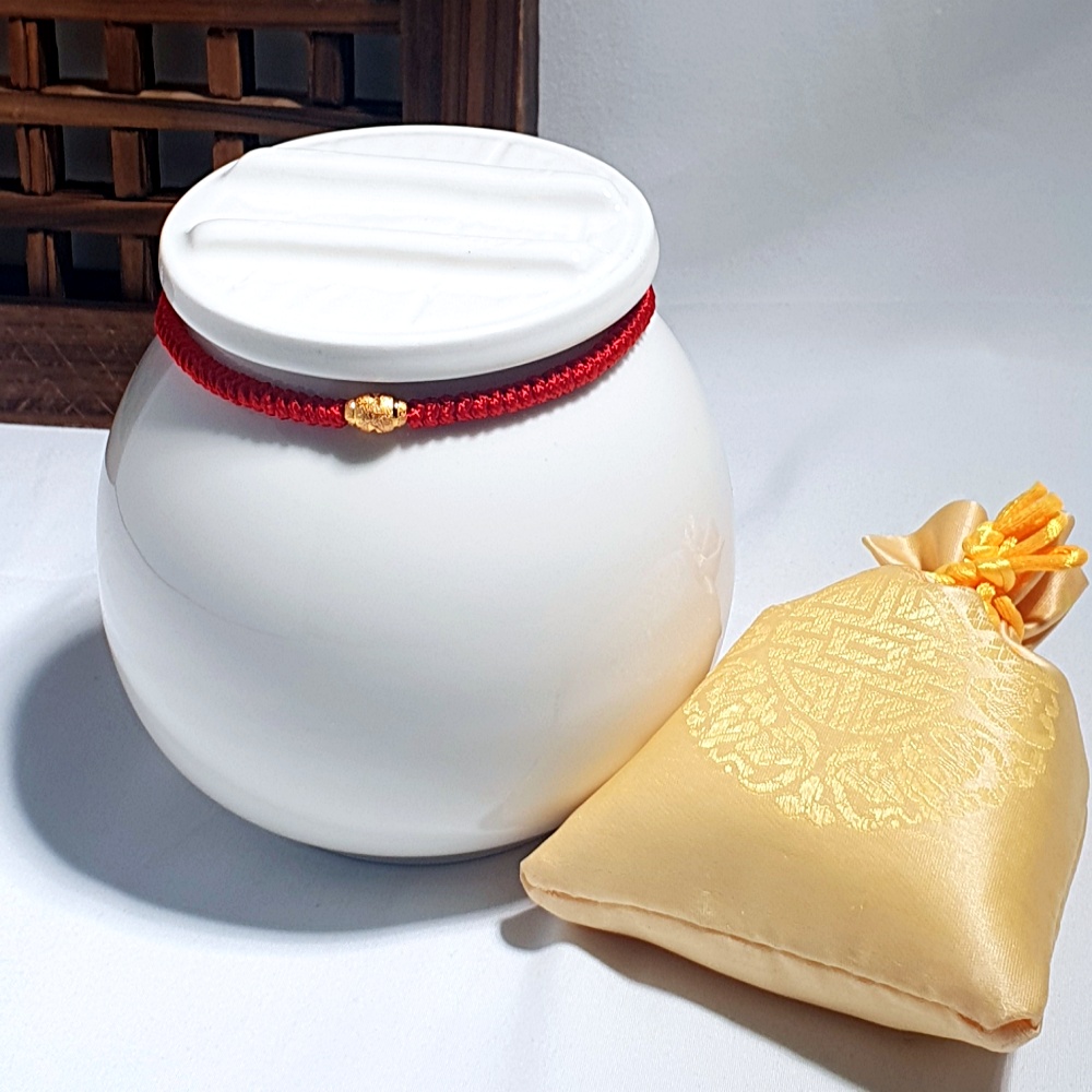 붉은실 현관 풍수 소금 단지 풍수지리 미니 백자 항아리