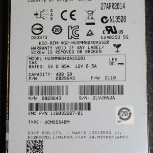 Dell/HP 서버용 SAS SSD HGST 12G 400GB eMLC HUSMM8040ASS201 엔터프라이즈 기업용