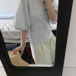 mr 마레 코쿤 볼륨 퍼프 반팔 하프 블라우스 3color