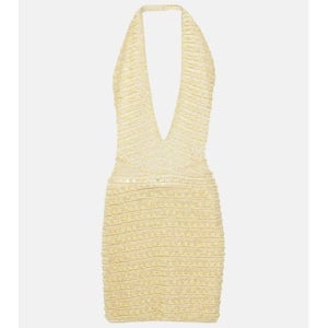 아야 뮤즈 시퀸 홀터넥 미니드레스 옐로 P00896109