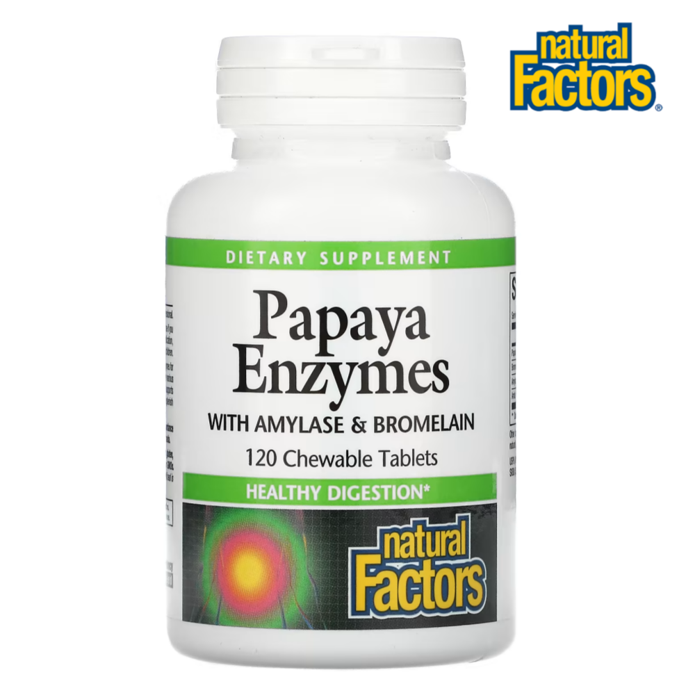 네츄럴팩터스 파파야 엔자임 소화 효소 120츄어블정 브로멜라인