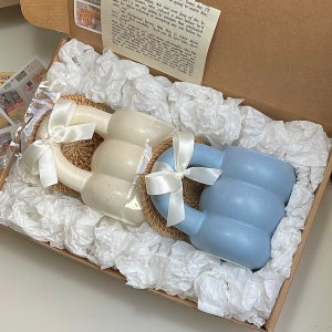 커플 크림 뚱뚱이 머그잔 라탄 티코스터 컵받침 신혼부부 집들이선물세트 생일선물 감성 홈카페